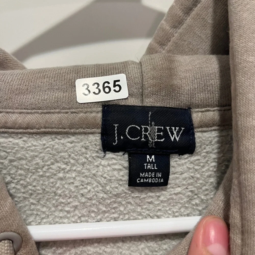 J.Crew Oarsman Medium Tall Pullover Hoodie Taupe Tan Fleece Sweatshirt